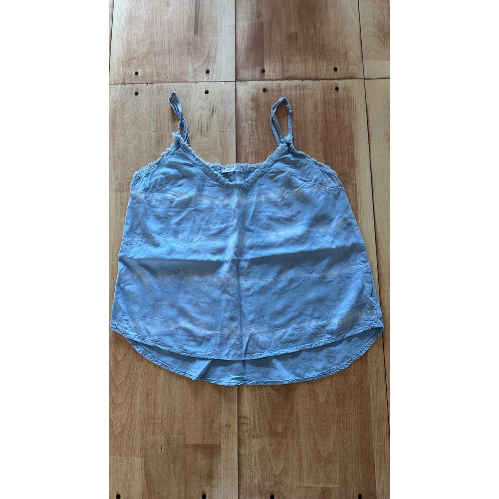 Dex Women Light Blue Tie Dye Tencel Camisole V-Neck Frayed Trim Tank Top Small